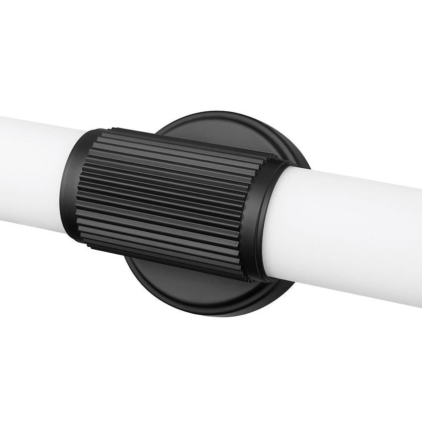 Z-Lite Solange 26" 1-Light LED Integrated Matte Black Steel Opal White Glass Shade Vanity Lighting