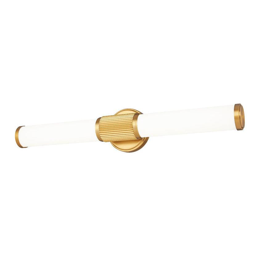 Z-Lite Solange 26" 1-Light LED Integrated Modern Gold Steel Opal White Glass Shade Vanity Lighting