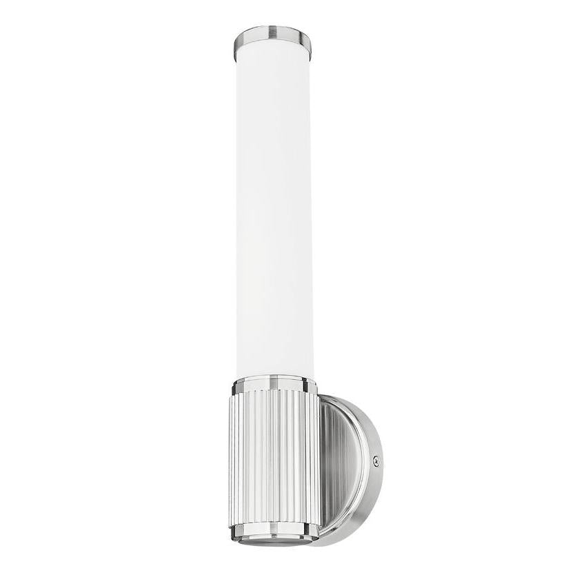 Z-Lite Solange 5" 1-Light LED Integrated Brushed Nickel Steel Opal White Glass Shade Wall Sconce