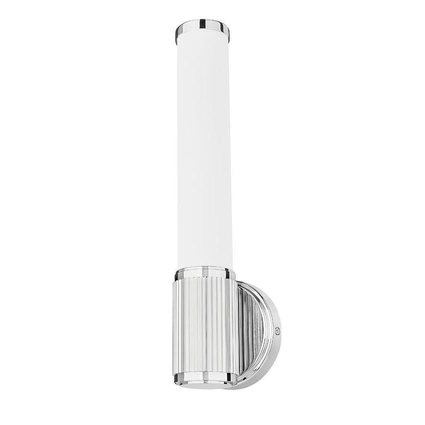 Z-Lite Solange 5" 1-Light LED Integrated Chrome Steel Opal White Glass Shade Wall Sconce