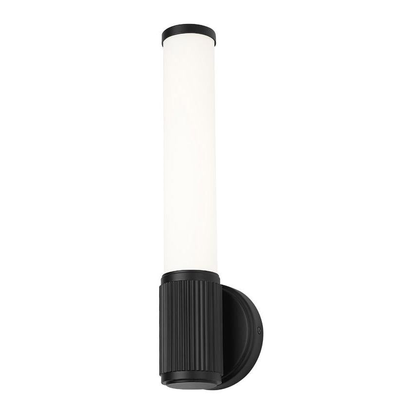 Z-Lite Solange 5" 1-Light LED Integrated Matte Black Steel Opal White Glass Shade Wall Sconce
