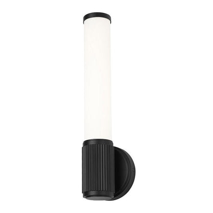 Z-Lite Solange 5" 1-Light LED Integrated Matte Black Steel Opal White Glass Shade Wall Sconce
