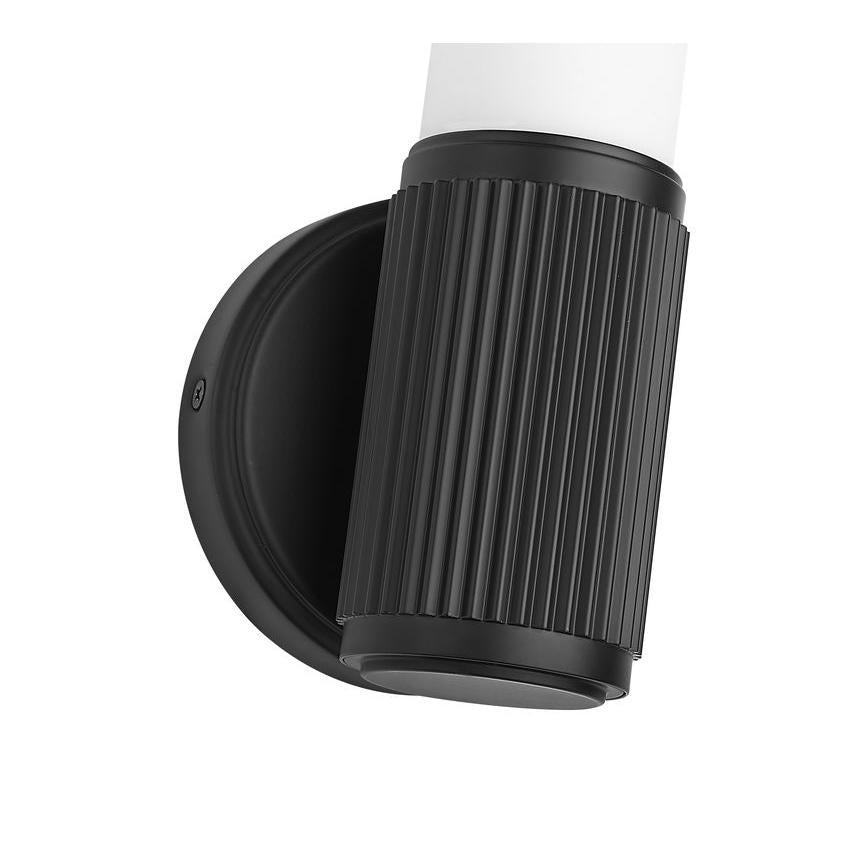 Z-Lite Solange 5" 1-Light LED Integrated Matte Black Steel Opal White Glass Shade Wall Sconce