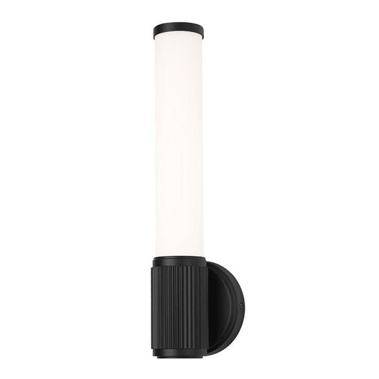 Z-Lite Solange 5" 1-Light LED Integrated Matte Black Steel Opal White Glass Shade Wall Sconce