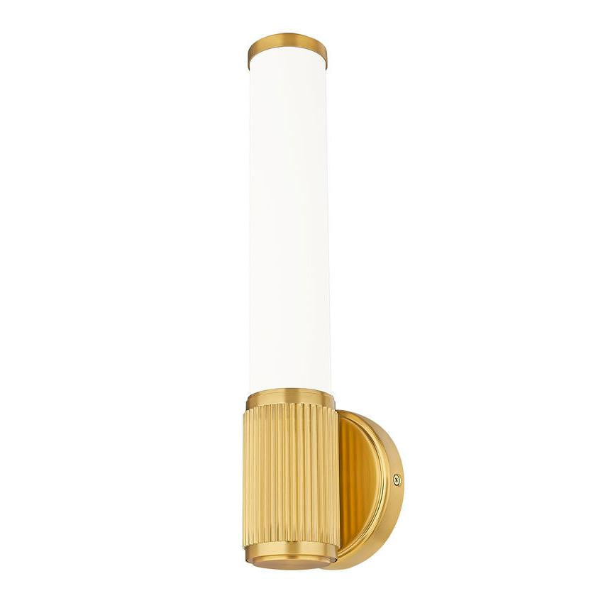 Z-Lite Solange 5" 1-Light LED Integrated Modern Gold Steel Opal White Glass Shade Wall Sconce
