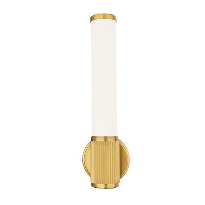 Z-Lite Solange 5" 1-Light LED Integrated Modern Gold Steel Opal White Glass Shade Wall Sconce