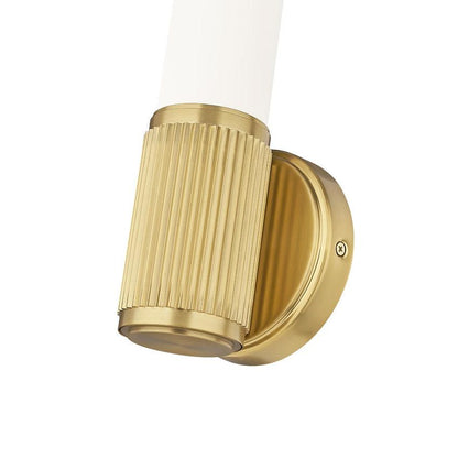 Z-Lite Solange 5" 1-Light LED Integrated Modern Gold Steel Opal White Glass Shade Wall Sconce