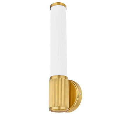 Z-Lite Solange 5" 1-Light LED Integrated Modern Gold Steel Opal White Glass Shade Wall Sconce