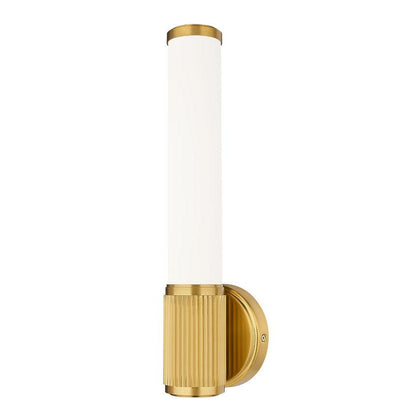 Z-Lite Solange 5" 1-Light LED Integrated Modern Gold Steel Opal White Glass Shade Wall Sconce