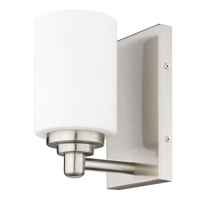Z-Lite Soledad 1-Light Medium Bulb Base Brushed Nickel Steel White Glass Shade Wall Sconce