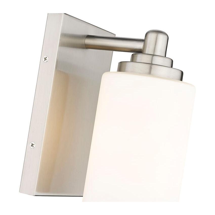 Z-Lite Soledad 1-Light Medium Bulb Base Brushed Nickel Steel White Glass Shade Wall Sconce