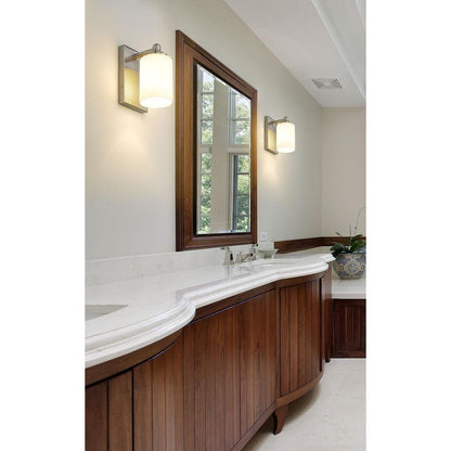 Z-Lite Soledad 1-Light Medium Bulb Base Brushed Nickel Steel White Glass Shade Wall Sconce