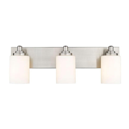 Z-Lite Soledad 3-Light Medium Bulb Base Brushed Nickel Steel White Glass Shade Vanity Light