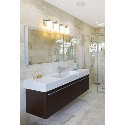 Z-Lite Soledad 4-Light Medium Bulb Base Brushed Nickel Steel White Glass Shade Vanity Light