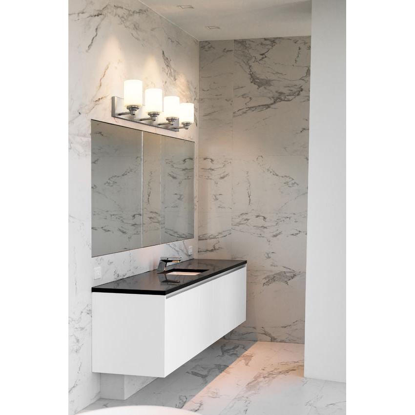 Z-Lite Soledad 4-Light Medium Bulb Base Brushed Nickel Steel White Glass Shade Vanity Light