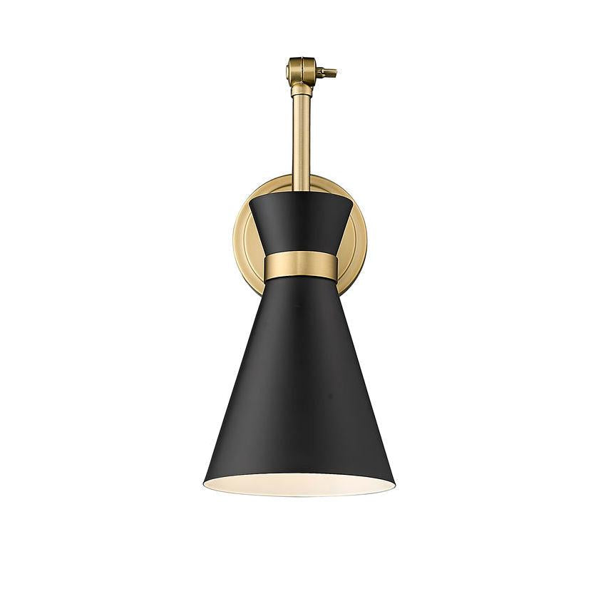 Z-Lite Soriano 6" 1-Light Medium Bulb Base Matte Black Steel Frame Modern Gold Steel Shade Wall Sconce