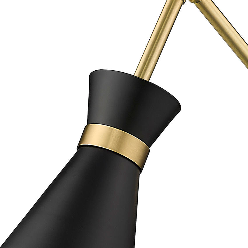 Z-Lite Soriano 6" 1-Light Medium Bulb Base Matte Black Steel Frame Modern Gold Steel Shade Wall Sconce
