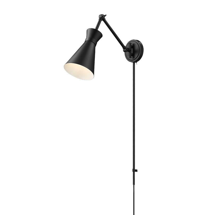 Z-Lite Soriano 6" 1-Light Medium Bulb Base Matte Black Steel Wall Sconce