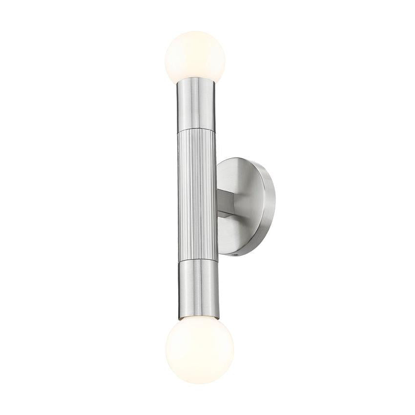Z-Lite Stari 5" 2-Light Medium Base Brushed Nickel Steel Wall Sconce