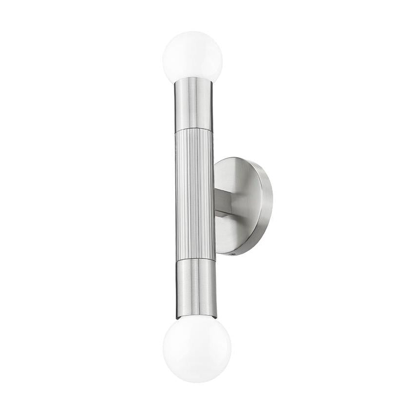 Z-Lite Stari 5" 2-Light Medium Base Brushed Nickel Steel Wall Sconce