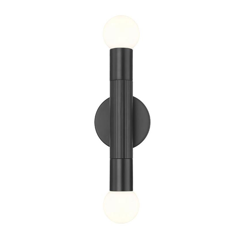 Z-Lite Stari 5" 2-Light Medium Base Matte Black Steel Wall Sconce