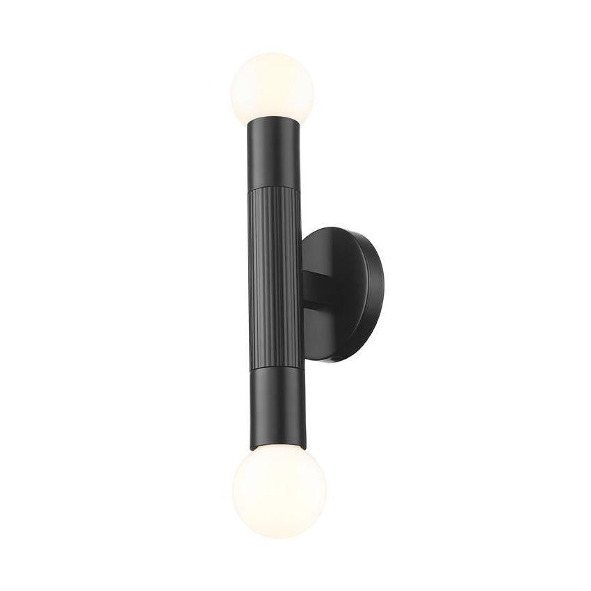 Z-Lite Stari 5" 2-Light Medium Base Matte Black Steel Wall Sconce