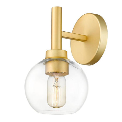 Z-Lite Sutton 1-Light Brushed Gold Steel Frame Clear Glass Shade Wall Sconce