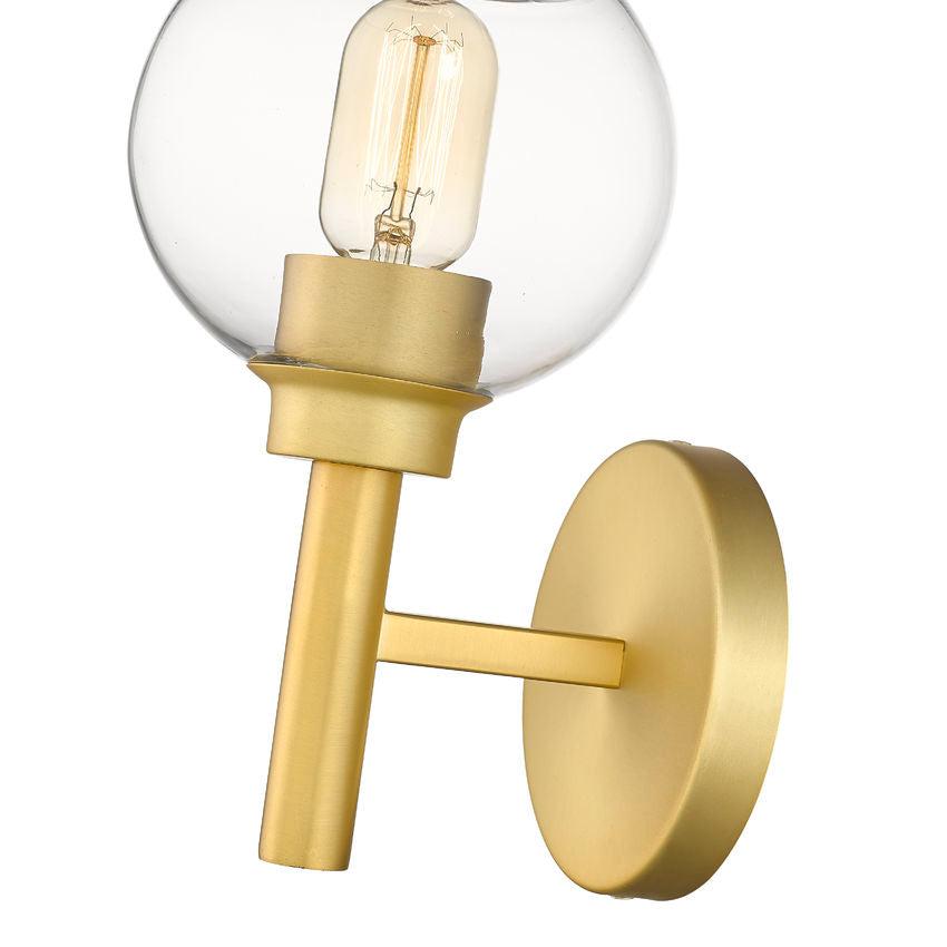 Z-Lite Sutton 1-Light Brushed Gold Steel Frame Clear Glass Shade Wall Sconce