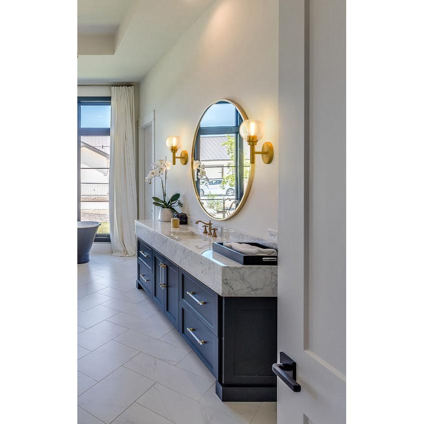 Z-Lite Sutton 1-Light Brushed Gold Steel Frame Clear Glass Shade Wall Sconce