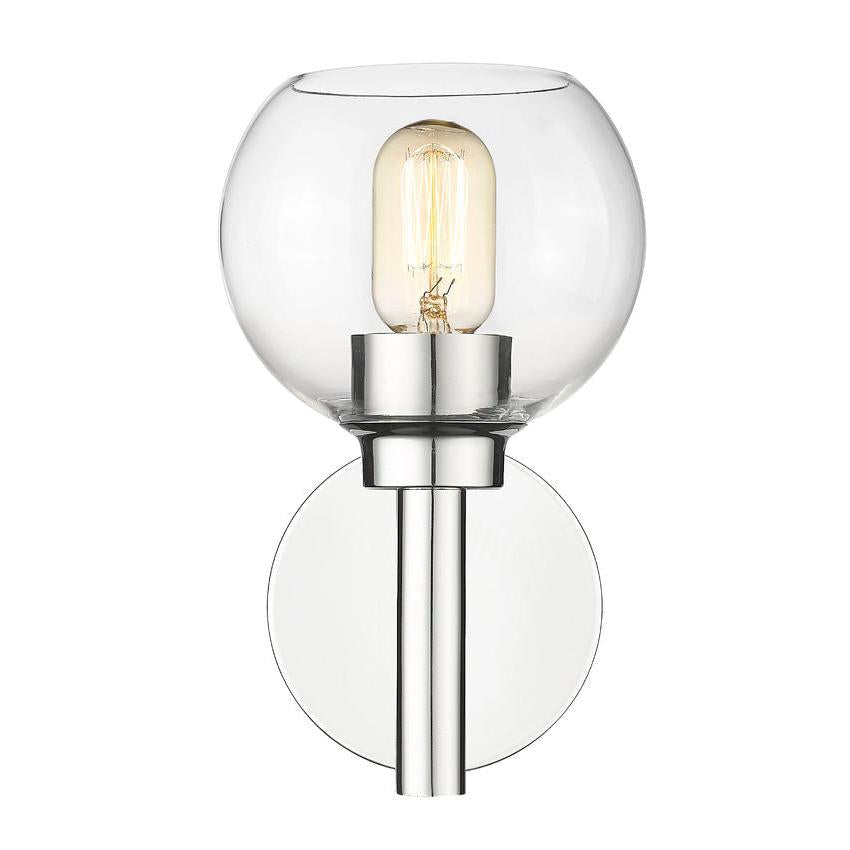 Z-Lite Sutton 1-Light Chrome Steel Frame Clear Glass Shade Wall Sconce