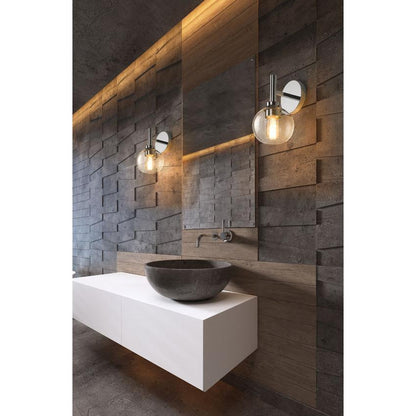 Z-Lite Sutton 1-Light Chrome Steel Frame Clear Glass Shade Wall Sconce