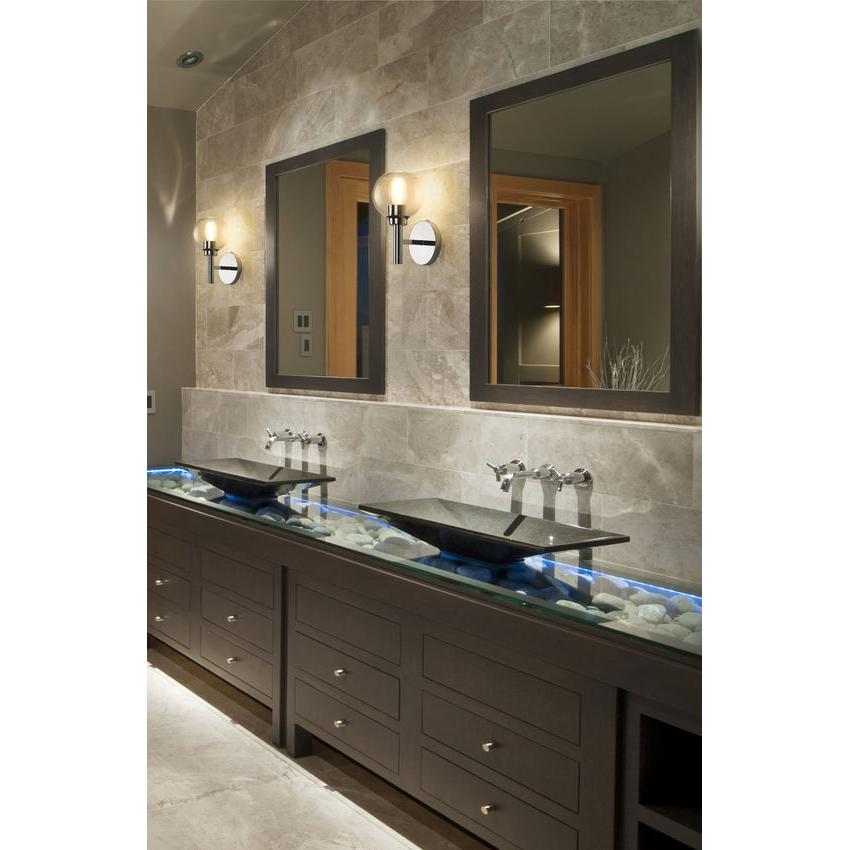 Z-Lite Sutton 1-Light Chrome Steel Frame Clear Glass Shade Wall Sconce