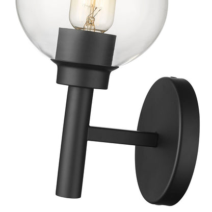 Z-Lite Sutton 1-Light Matte Black Steel Frame Clear Glass Shade Wall Sconce