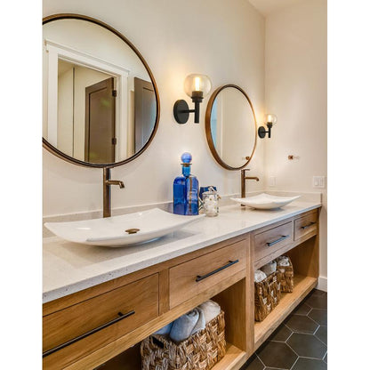 Z-Lite Sutton 1-Light Matte Black Steel Frame Clear Glass Shade Wall Sconce