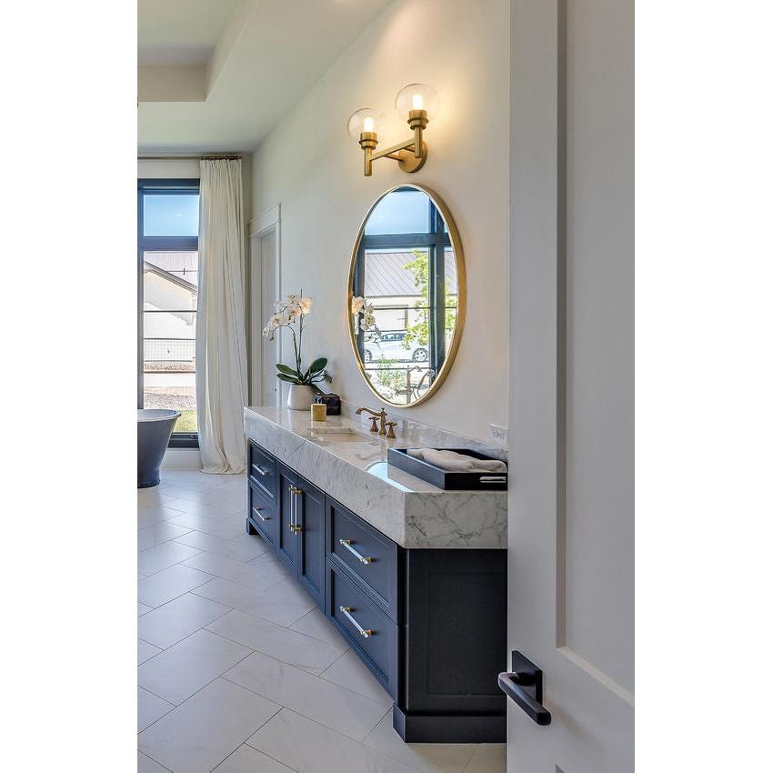 Z-Lite Sutton 2-Light Brushed Gold Steel Frame Clear Glass Shade Vanity Light