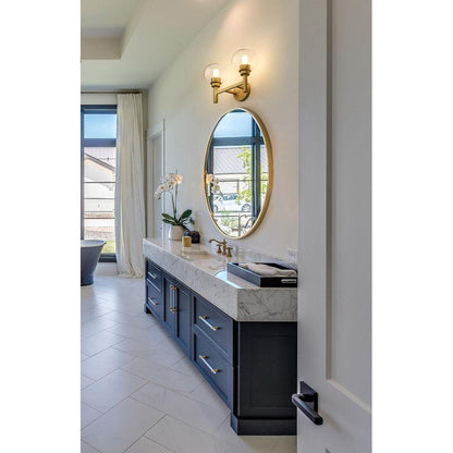 Z-Lite Sutton 2-Light Brushed Gold Steel Frame Clear Glass Shade Vanity Light