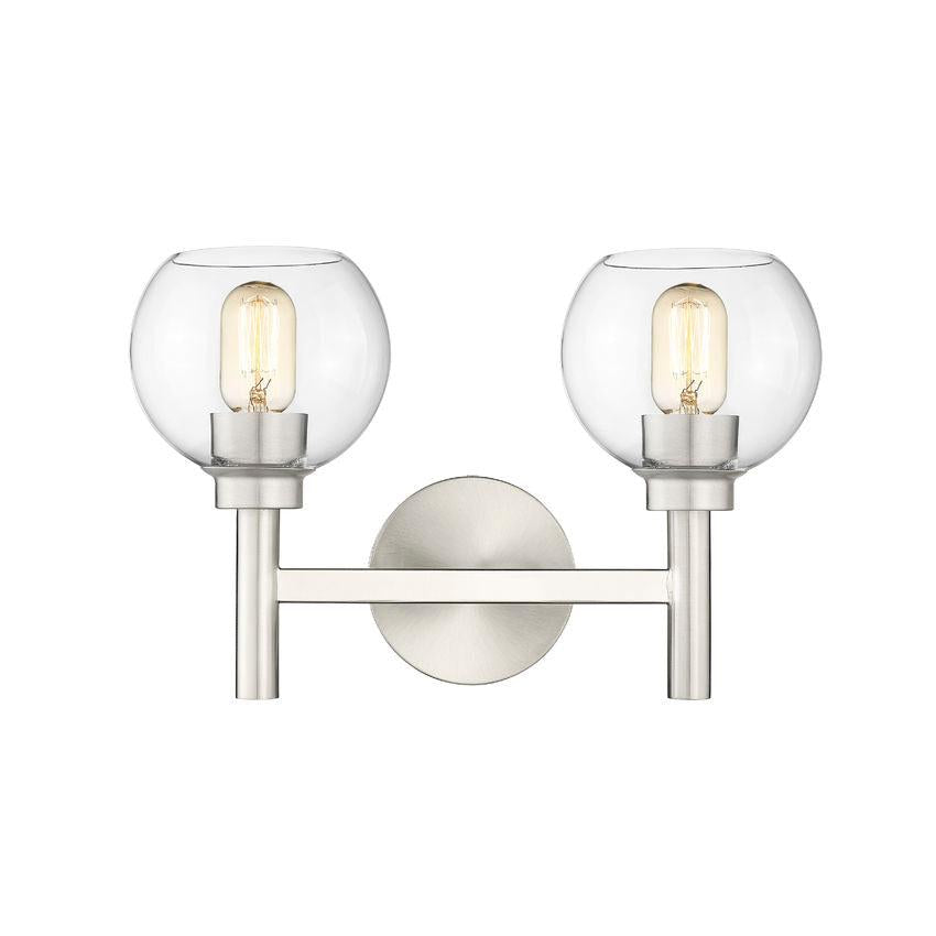 Z-Lite Sutton 2-Light Brushed Nickel Steel Frame Clear Glass Shade Vanity Light