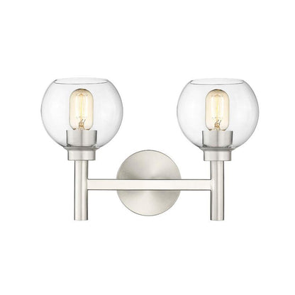 Z-Lite Sutton 2-Light Brushed Nickel Steel Frame Clear Glass Shade Vanity Light