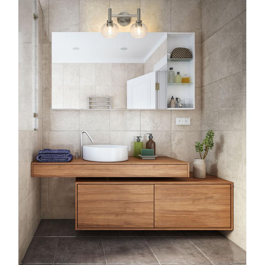 Z-Lite Sutton 2-Light Brushed Nickel Steel Frame Clear Glass Shade Vanity Light