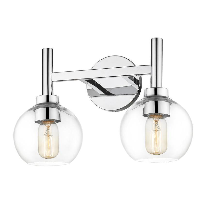 Z-Lite Sutton 2-Light Chrome Steel Frame Clear Glass Shade Vanity Light