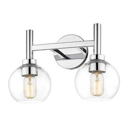 Z-Lite Sutton 2-Light Chrome Steel Frame Clear Glass Shade Vanity Light
