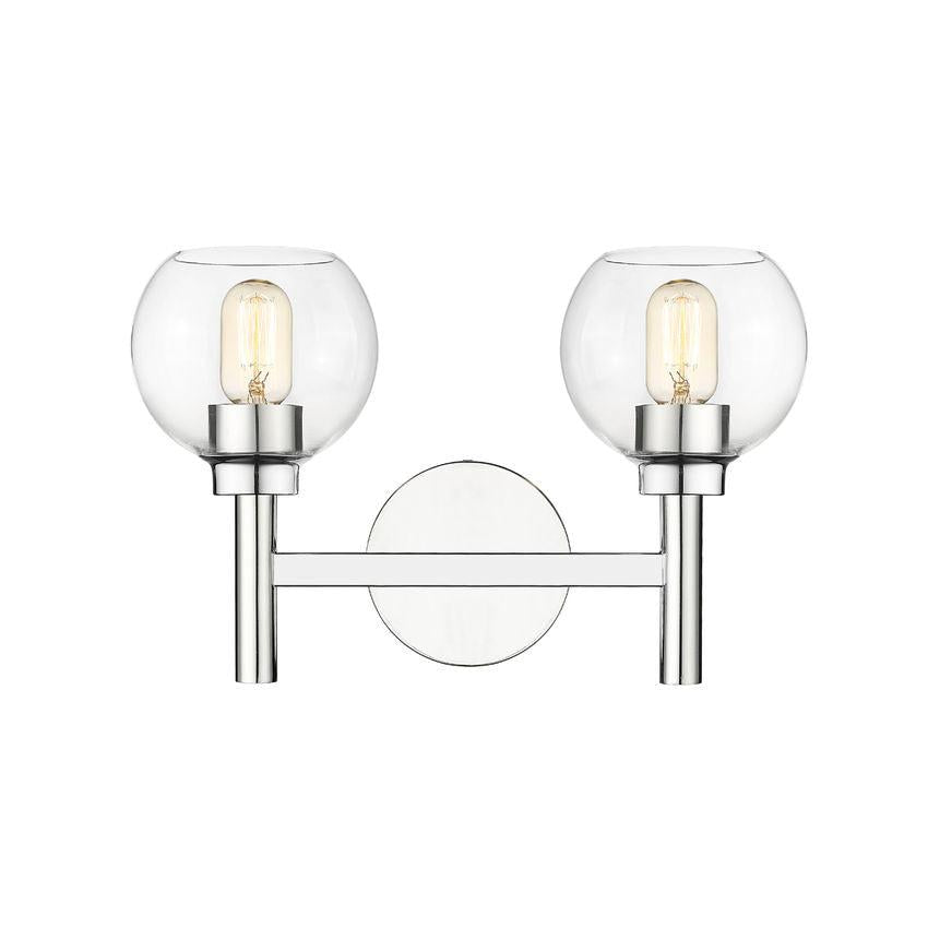Z-Lite Sutton 2-Light Chrome Steel Frame Clear Glass Shade Vanity Light