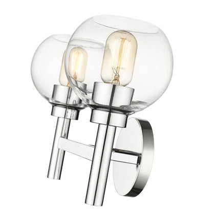 Z-Lite Sutton 2-Light Chrome Steel Frame Clear Glass Shade Vanity Light