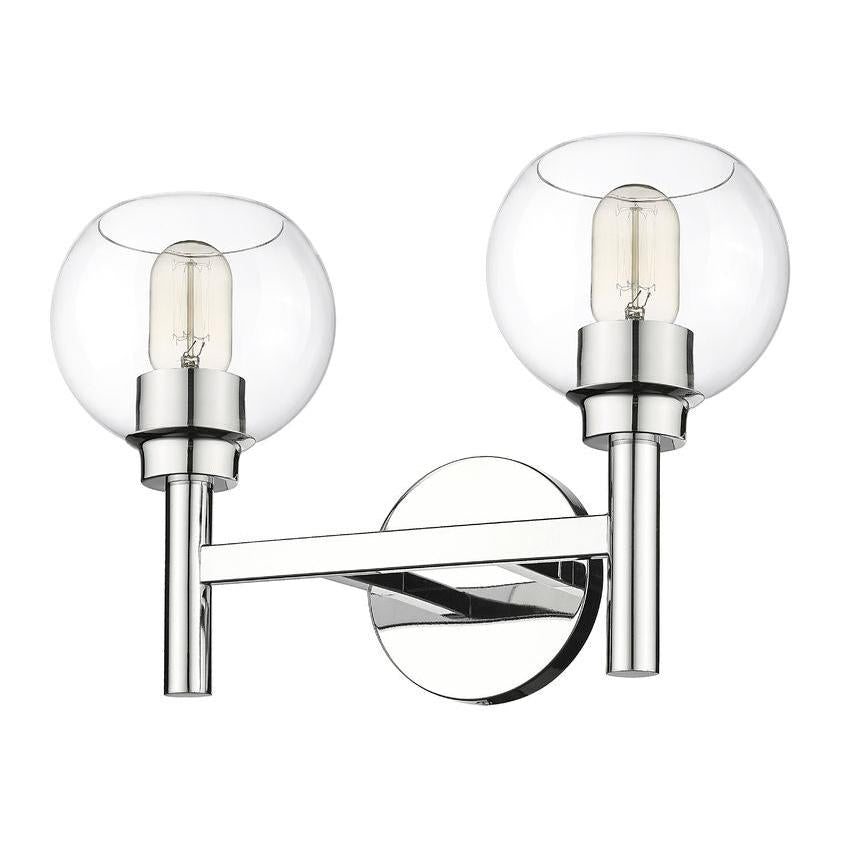 Z-Lite Sutton 2-Light Chrome Steel Frame Clear Glass Shade Vanity Light