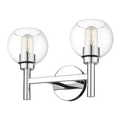 Z-Lite Sutton 2-Light Chrome Steel Frame Clear Glass Shade Vanity Light
