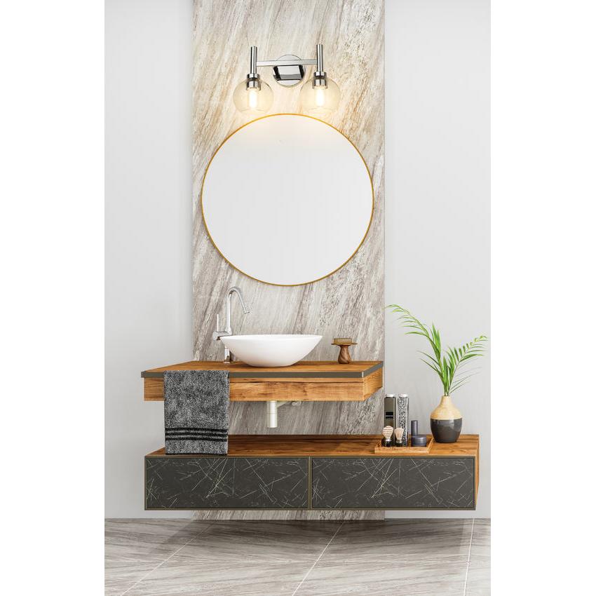 Z-Lite Sutton 2-Light Chrome Steel Frame Clear Glass Shade Vanity Light