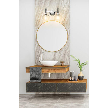 Z-Lite Sutton 2-Light Chrome Steel Frame Clear Glass Shade Vanity Light