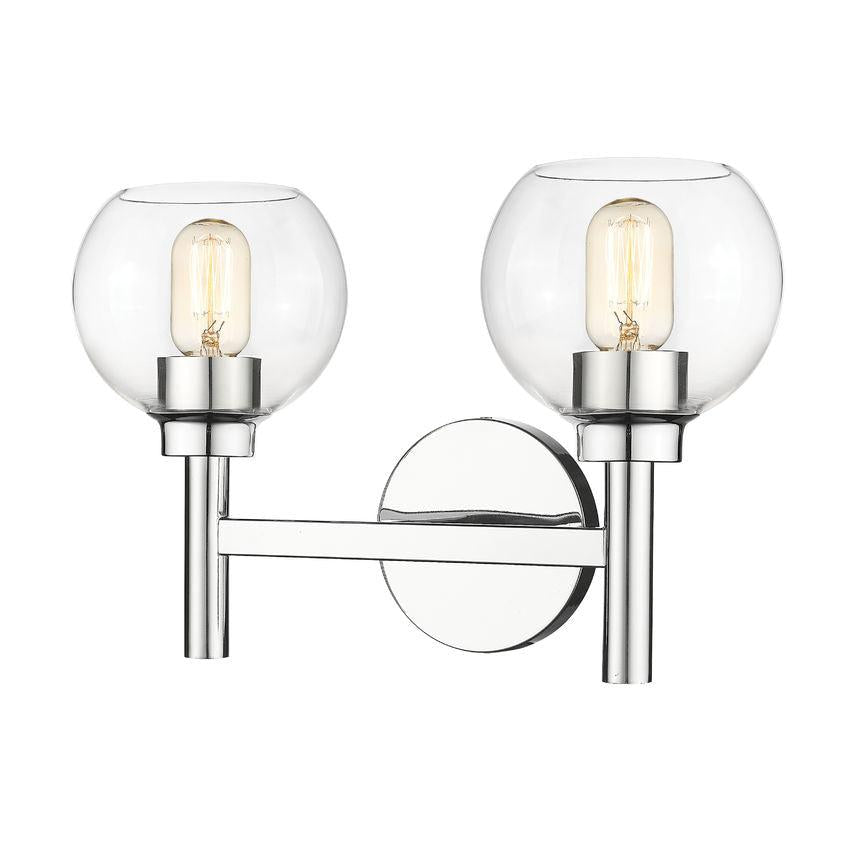 Z-Lite Sutton 2-Light Chrome Steel Frame Clear Glass Shade Vanity Light