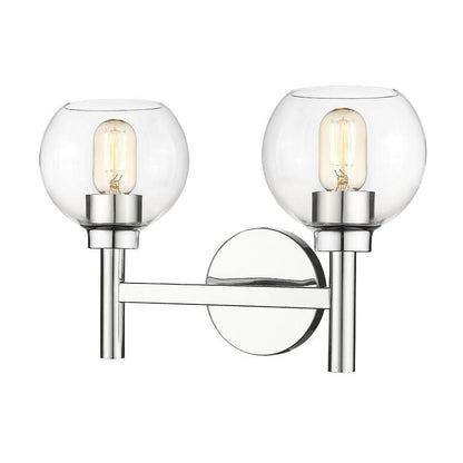 Z-Lite Sutton 2-Light Chrome Steel Frame Clear Glass Shade Vanity Light