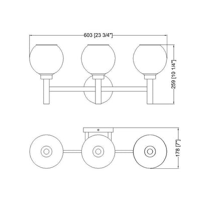 Z-Lite Sutton 3-Light Brushed Gold Steel Frame Clear Glass Shade Vanity Light